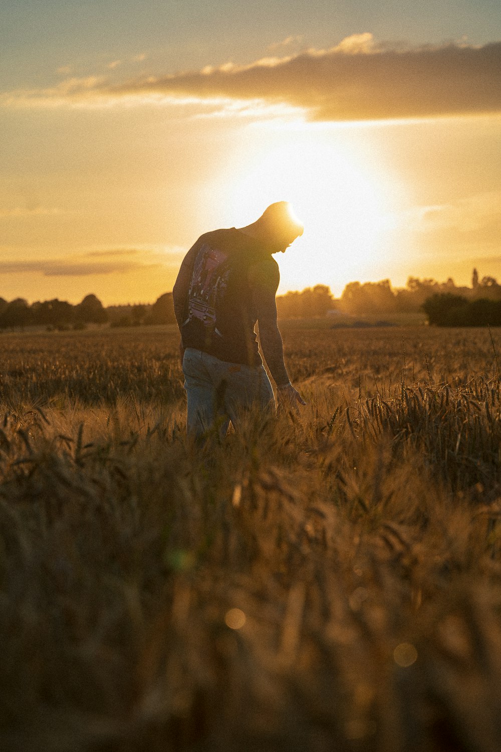 a person walking in a field