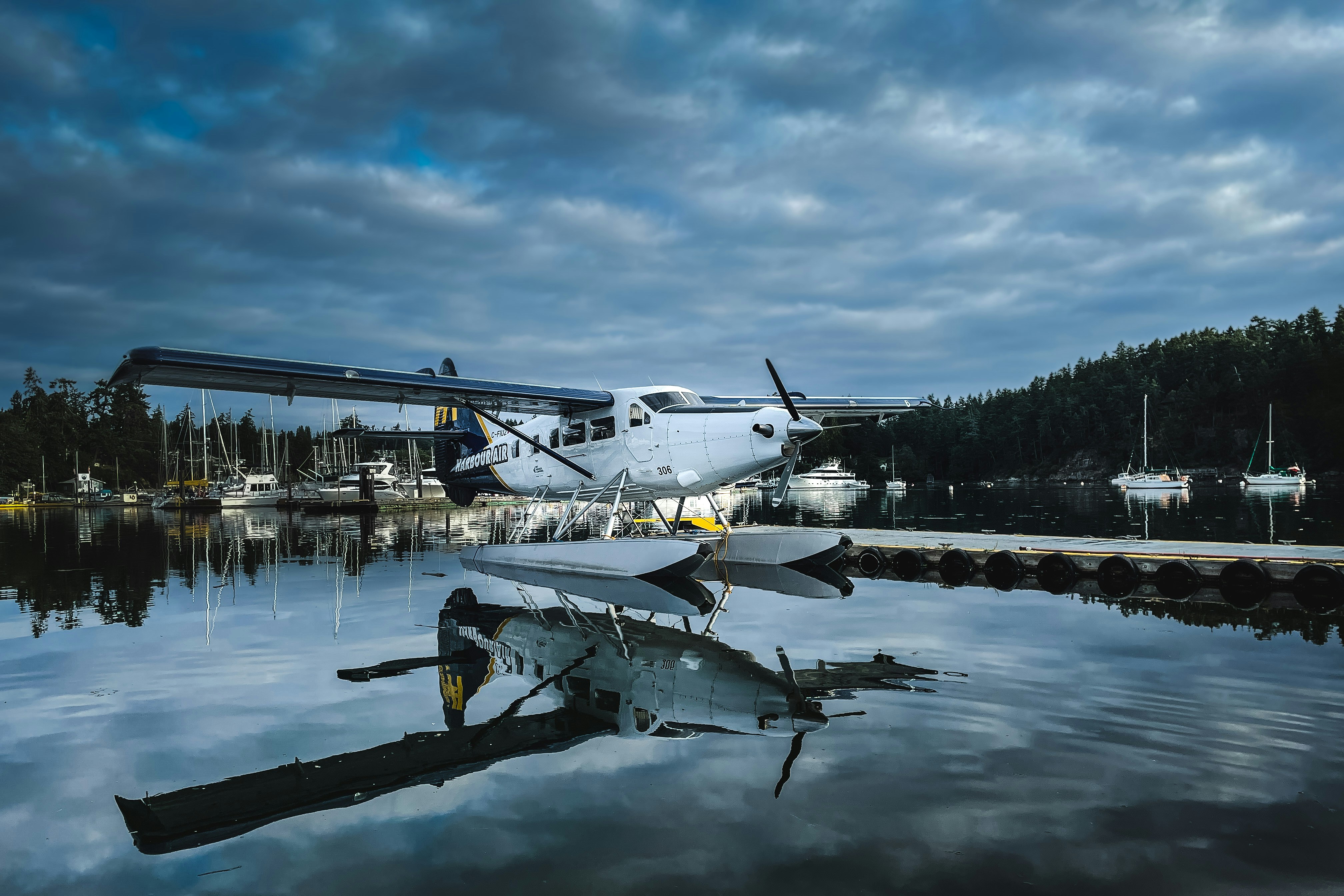 a helicopter on a dock