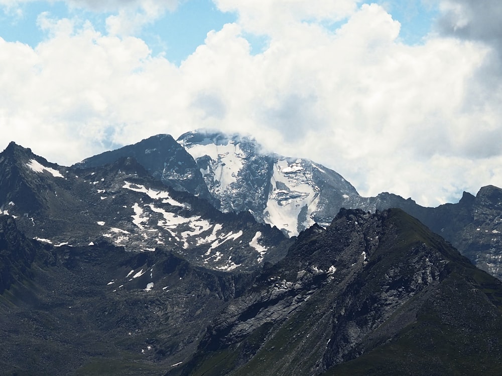 a mountain range with snow