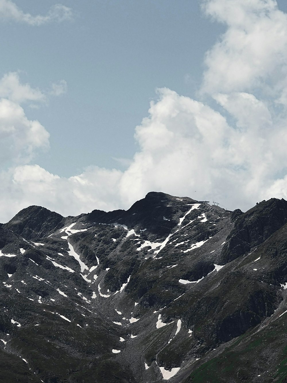 a mountain with snow