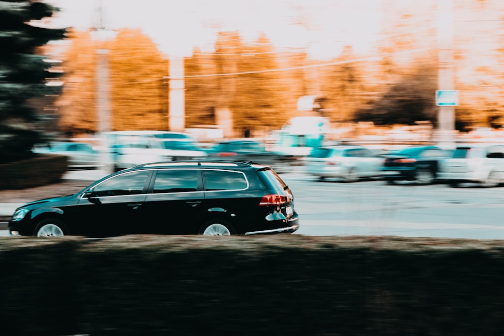 a black car on a road