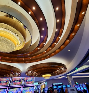 a large room with many lights