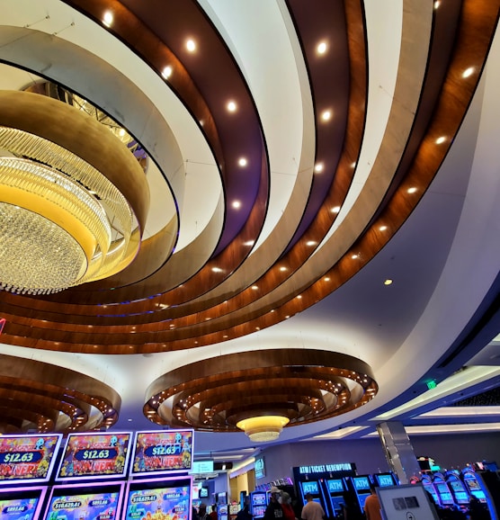 a large room with many lights