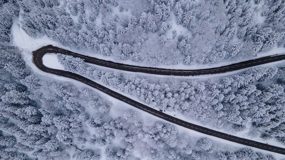 a curved metal object on a snowy surface