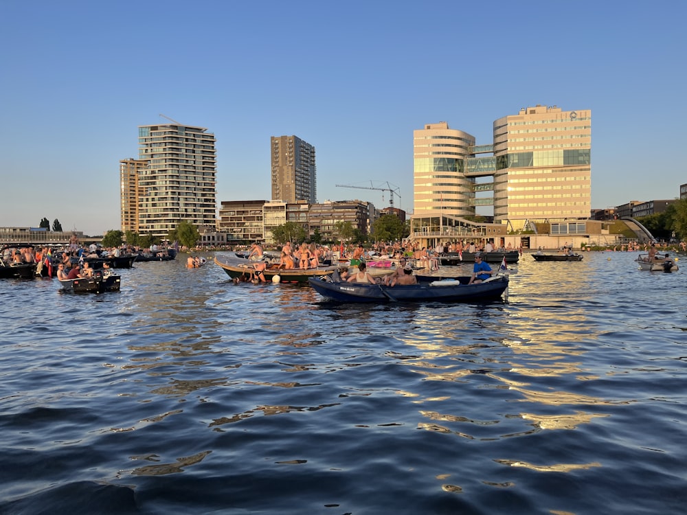 a group of boats on a river