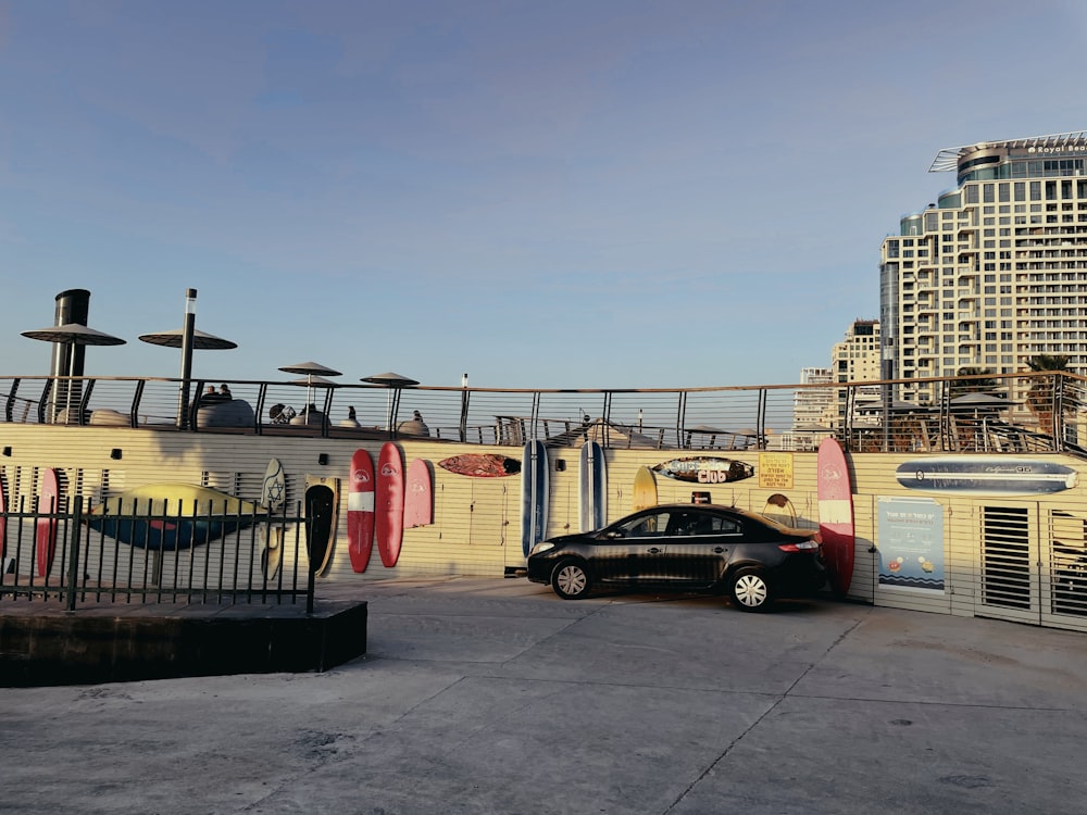 a car parked on a bridge