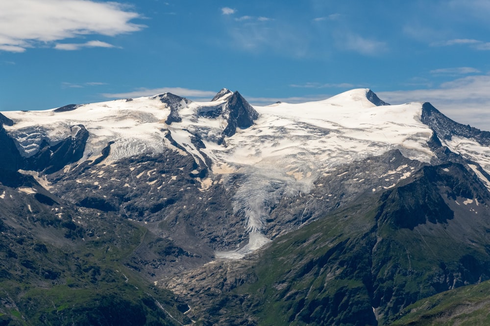 a mountain range with snow