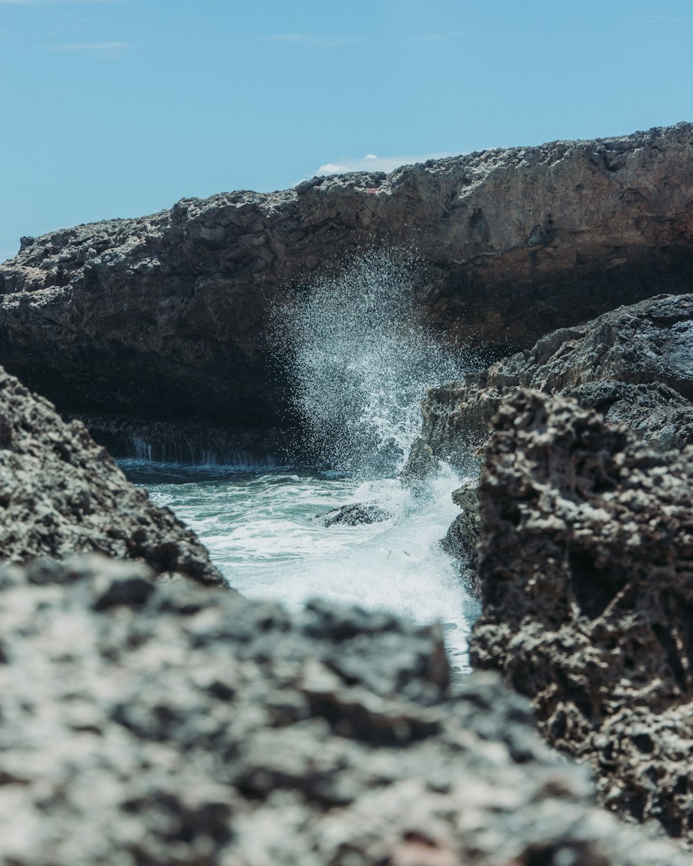 a waterfall in a rocky place