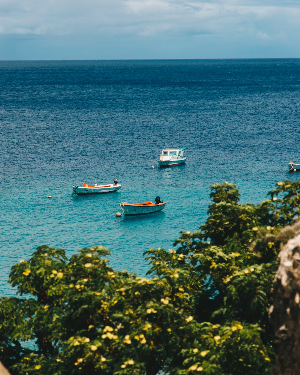 a group of boats in the water