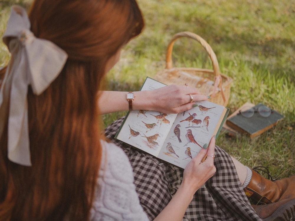 a woman reading a book