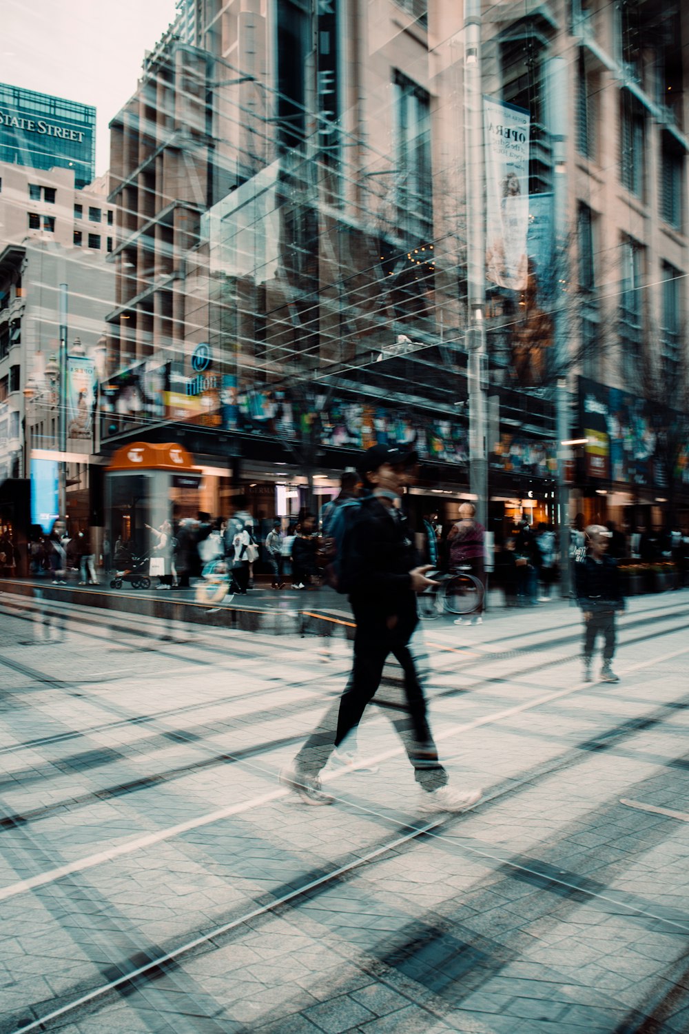 a person walking on a street