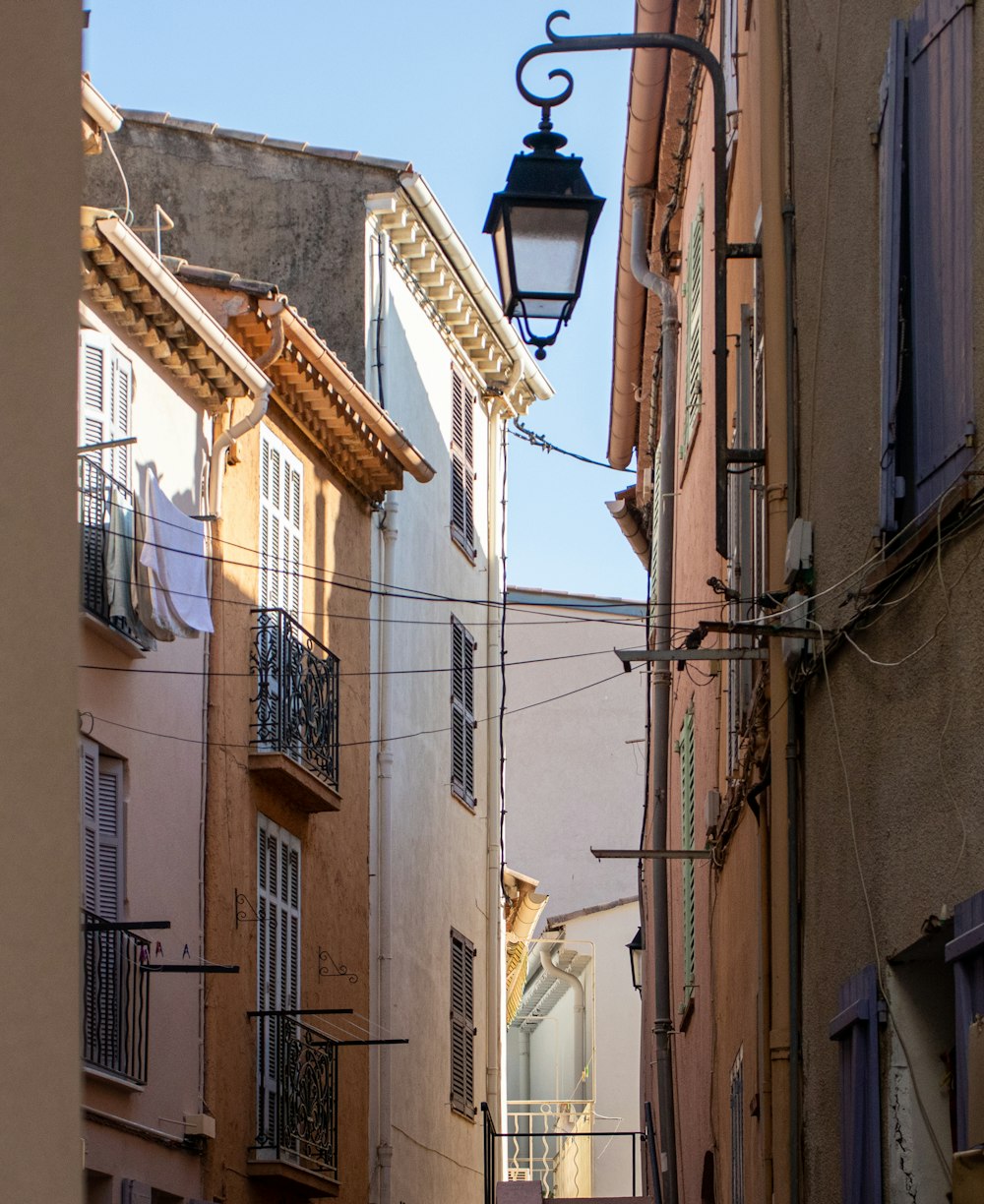 a lamp post on a street