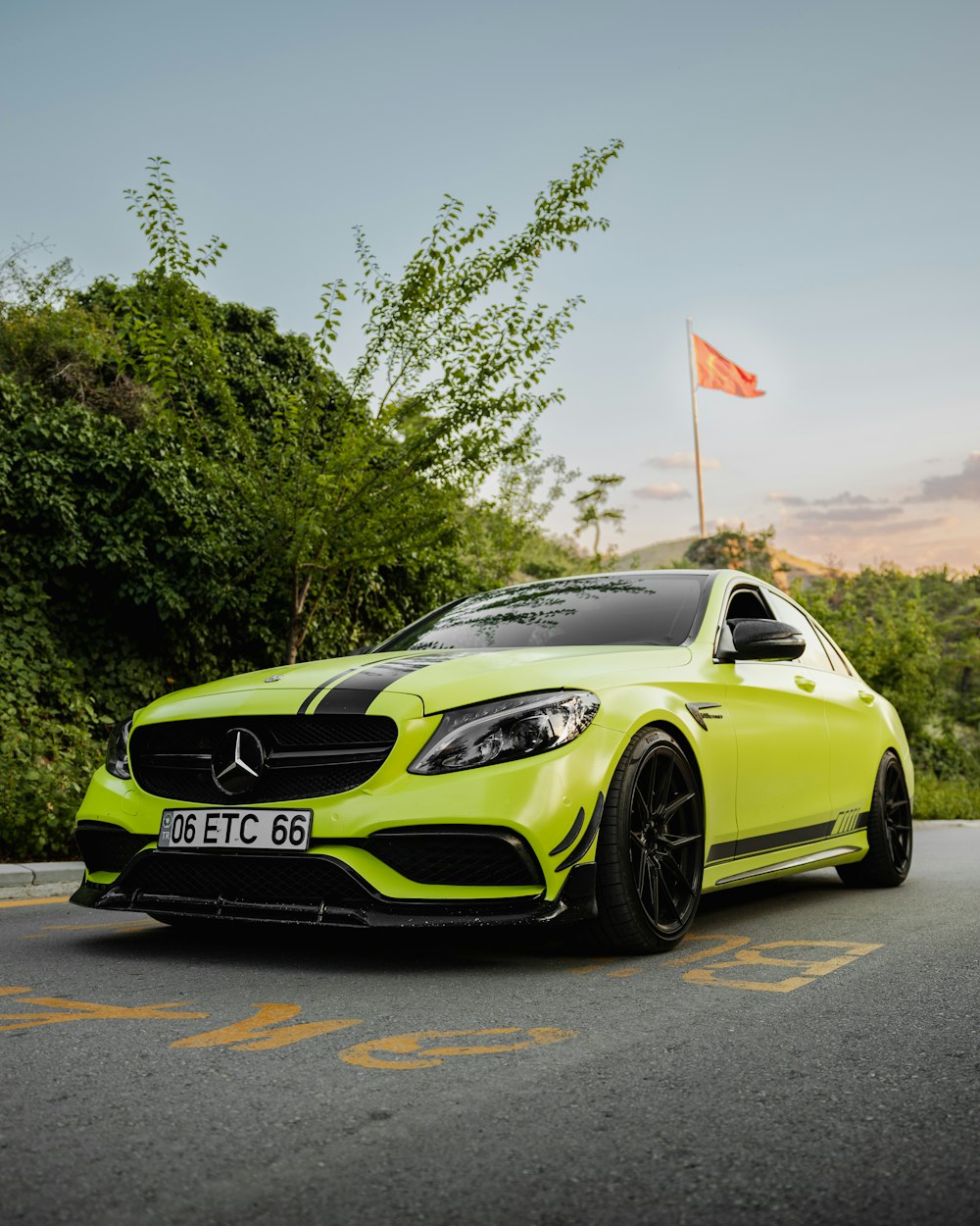 a yellow sports car