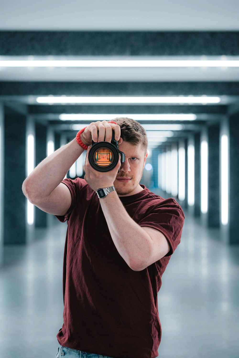 a person holding a camera