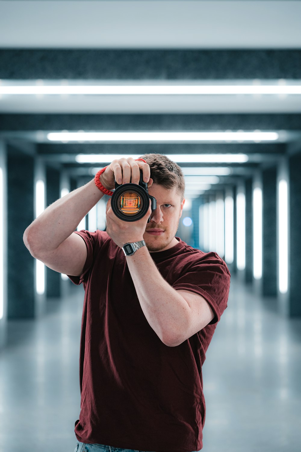 a person holding a camera