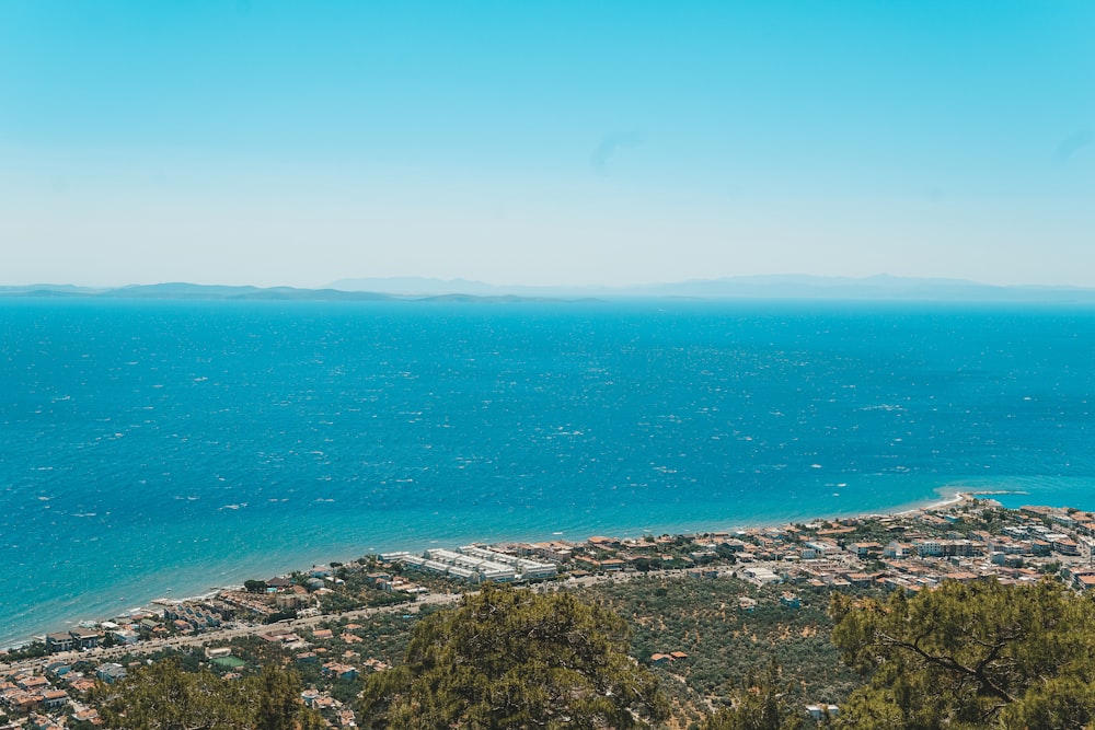 a city next to a body of water