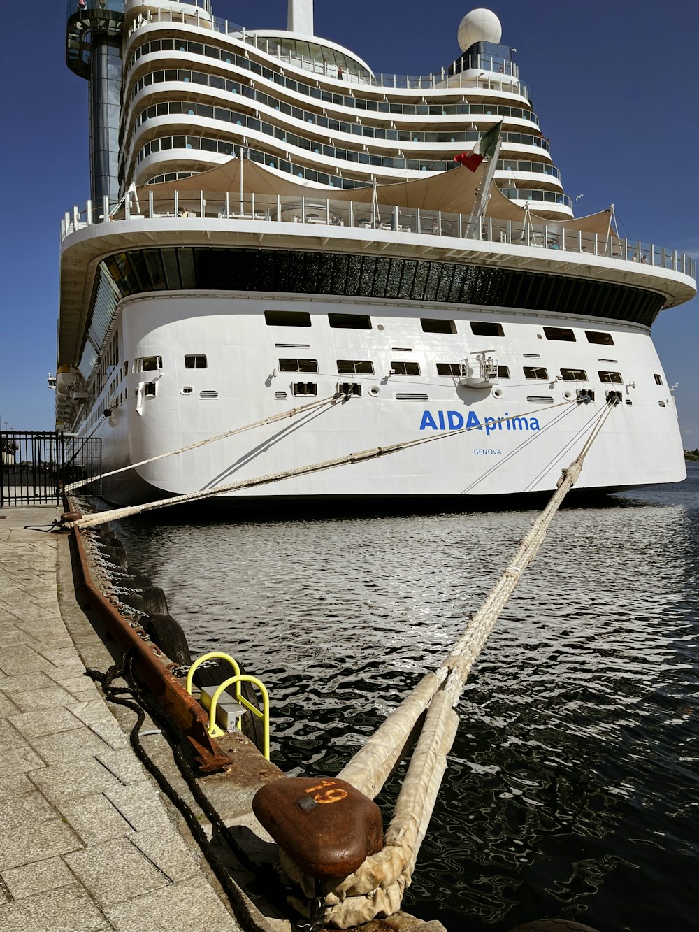 a large cruise ship docked