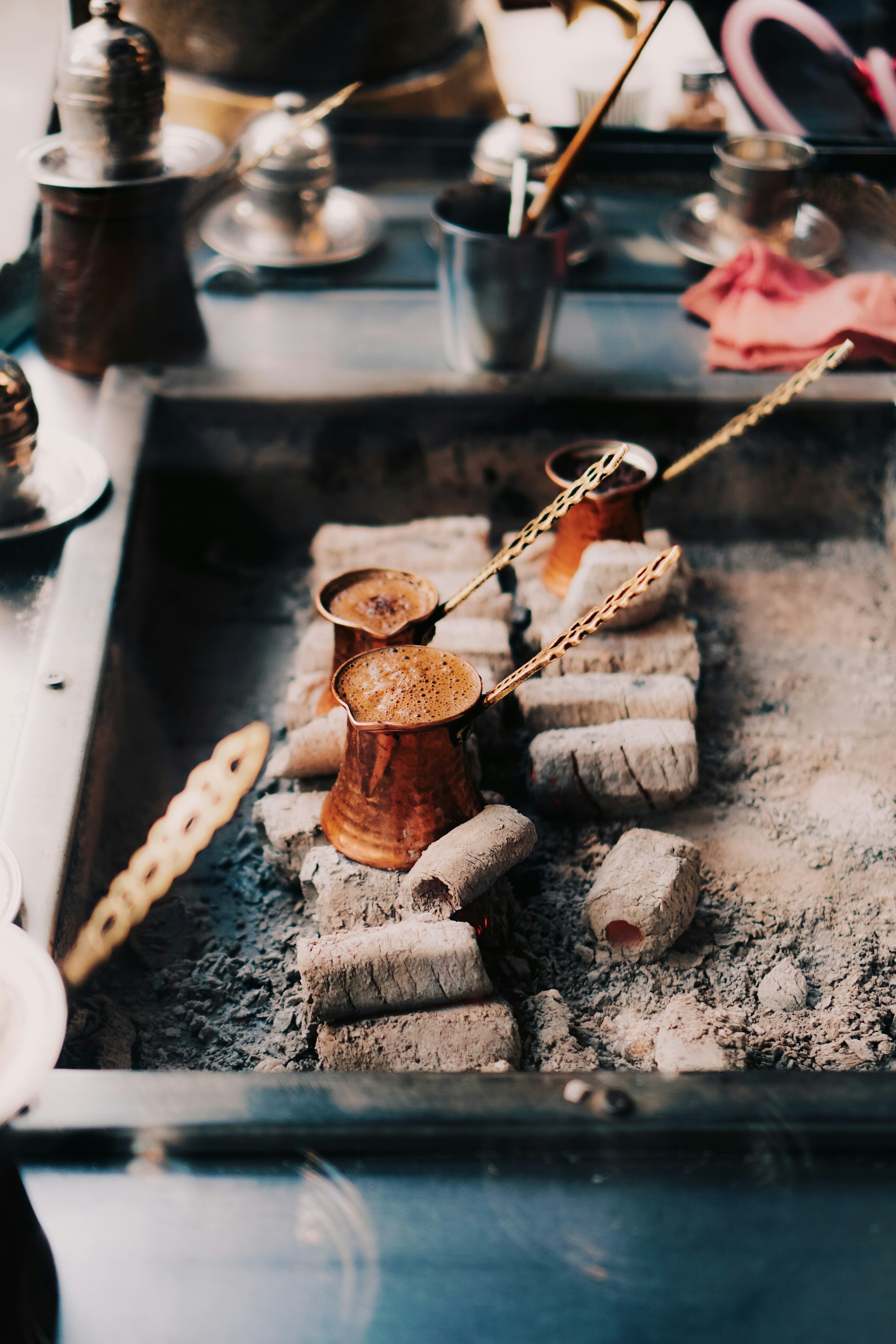 a group of objects on a counter