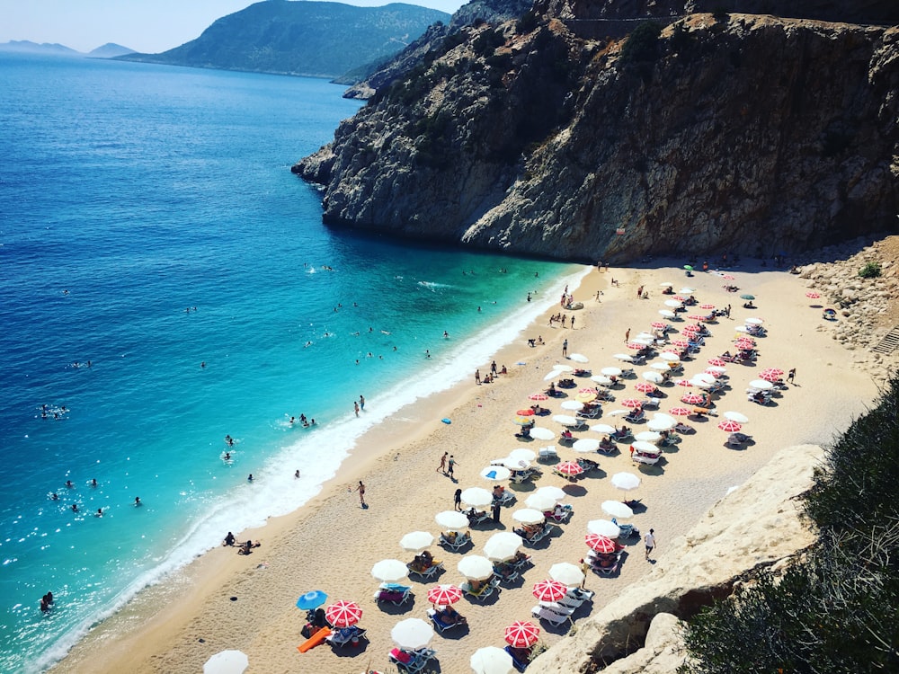 a crowded beach with people