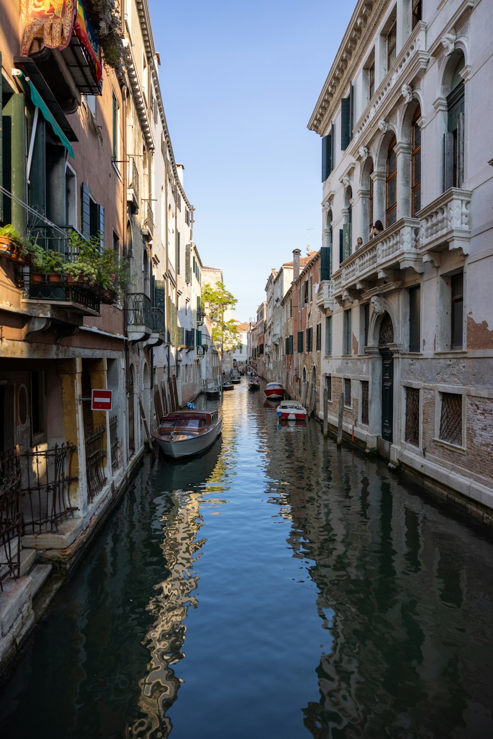 a canal with boats in it