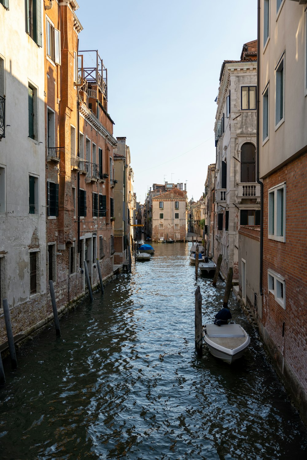 a canal with boats in it