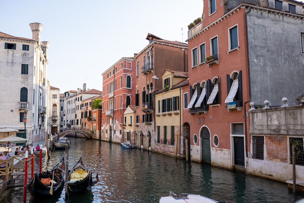 a canal with boats in it