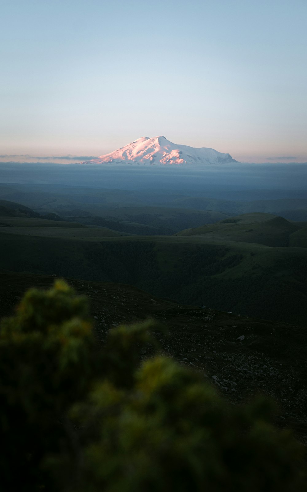 a mountain in the distance