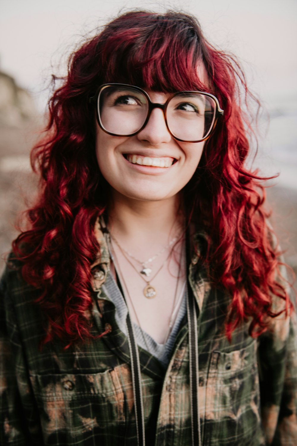 a woman with red hair