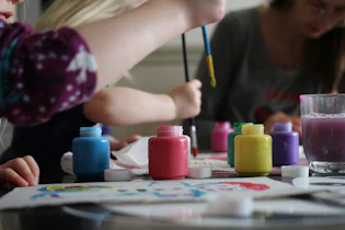 A family painting together. 
