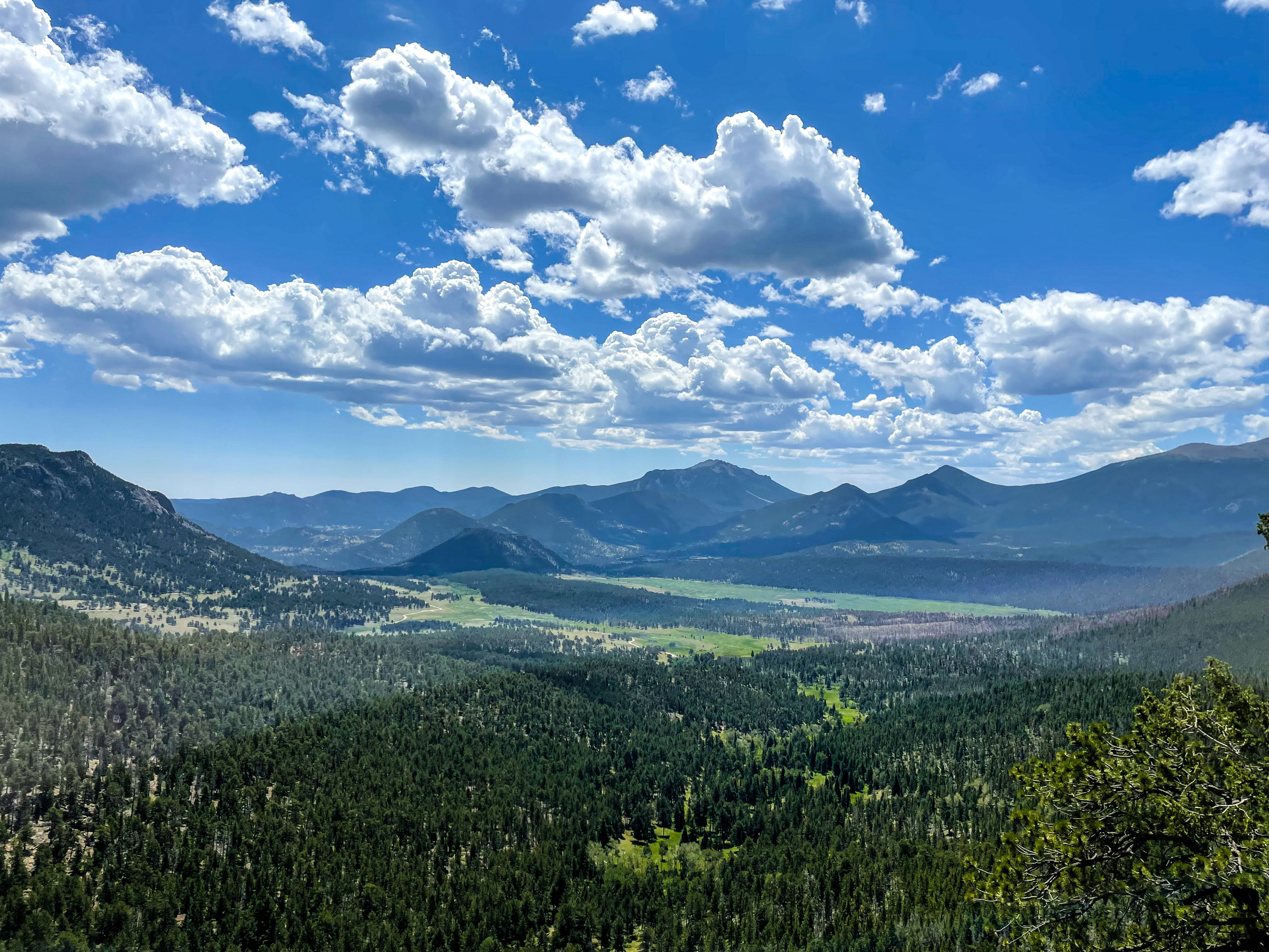 a landscape with hills and trees