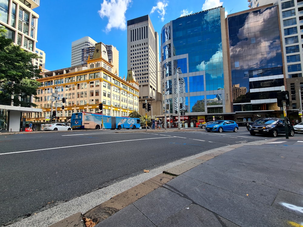 a street with cars and buildings on either side of it