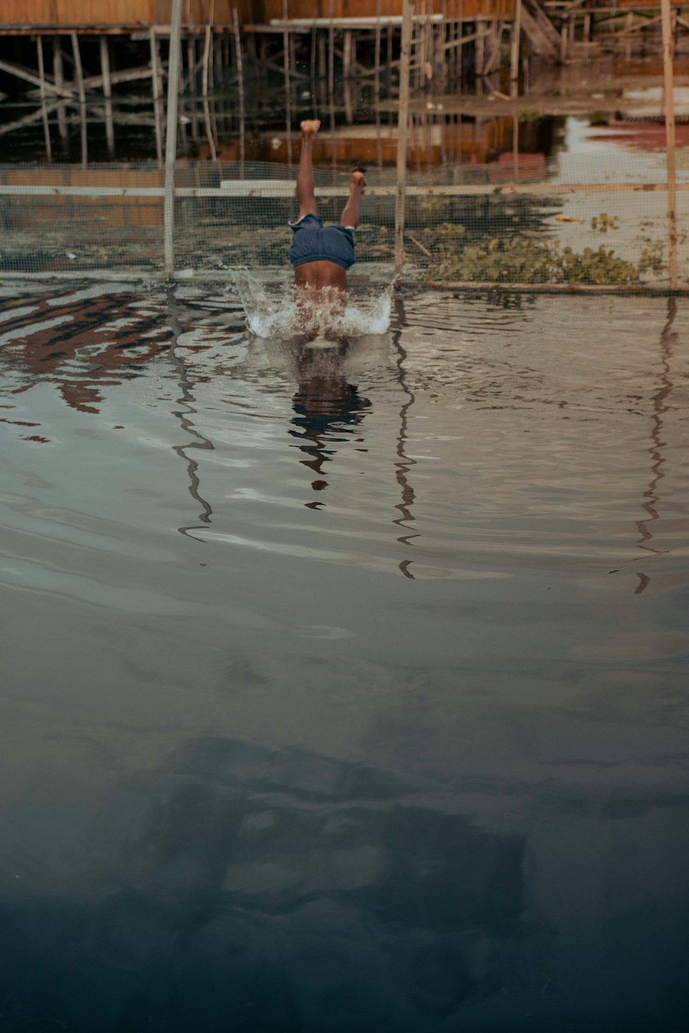 a person jumping into water