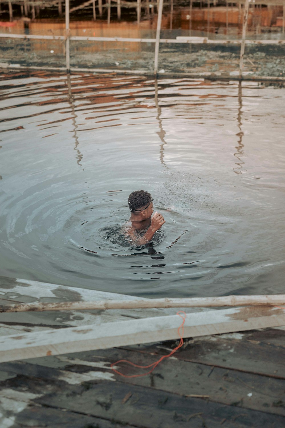 a person in a pool