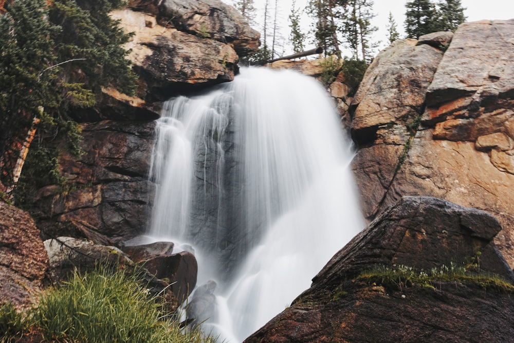 a waterfall in a rocky place