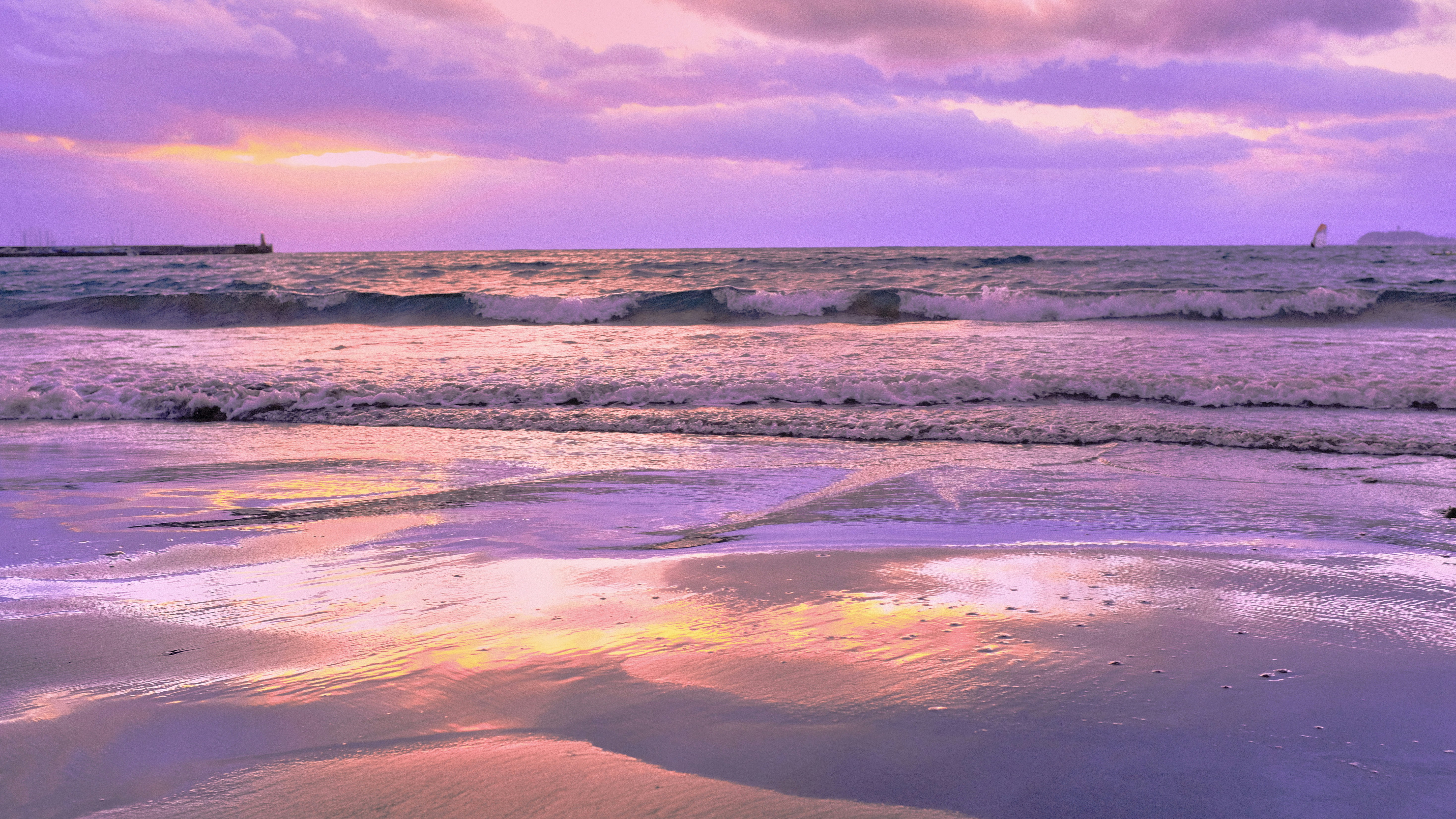 Purple Sunset Beach Canvas