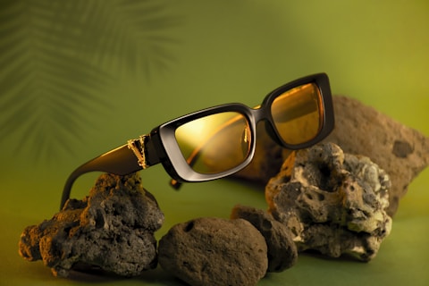 a pair of sunglasses on a branch