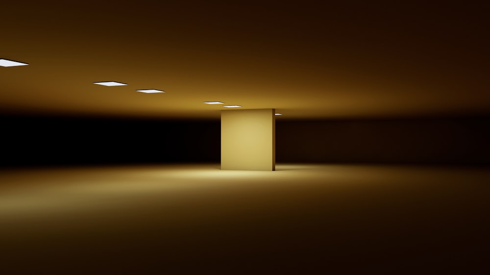 a room with a light on the ceiling