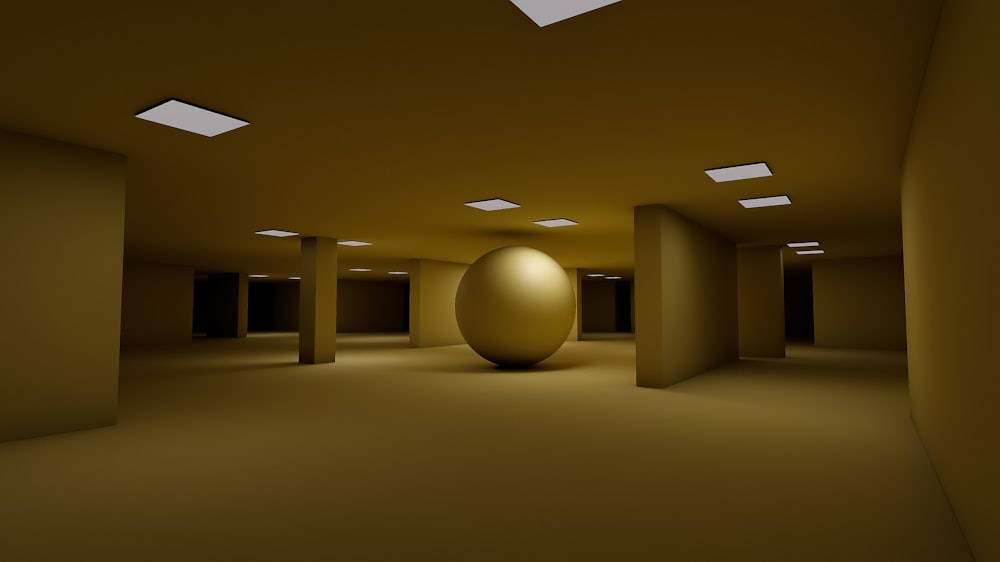 Una habitación con una bola grande