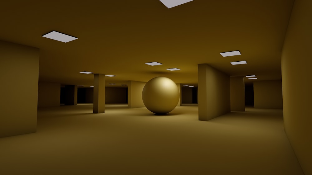 a room with a large ball