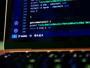 a computer screen with a blue background