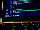 a computer screen with a blue background