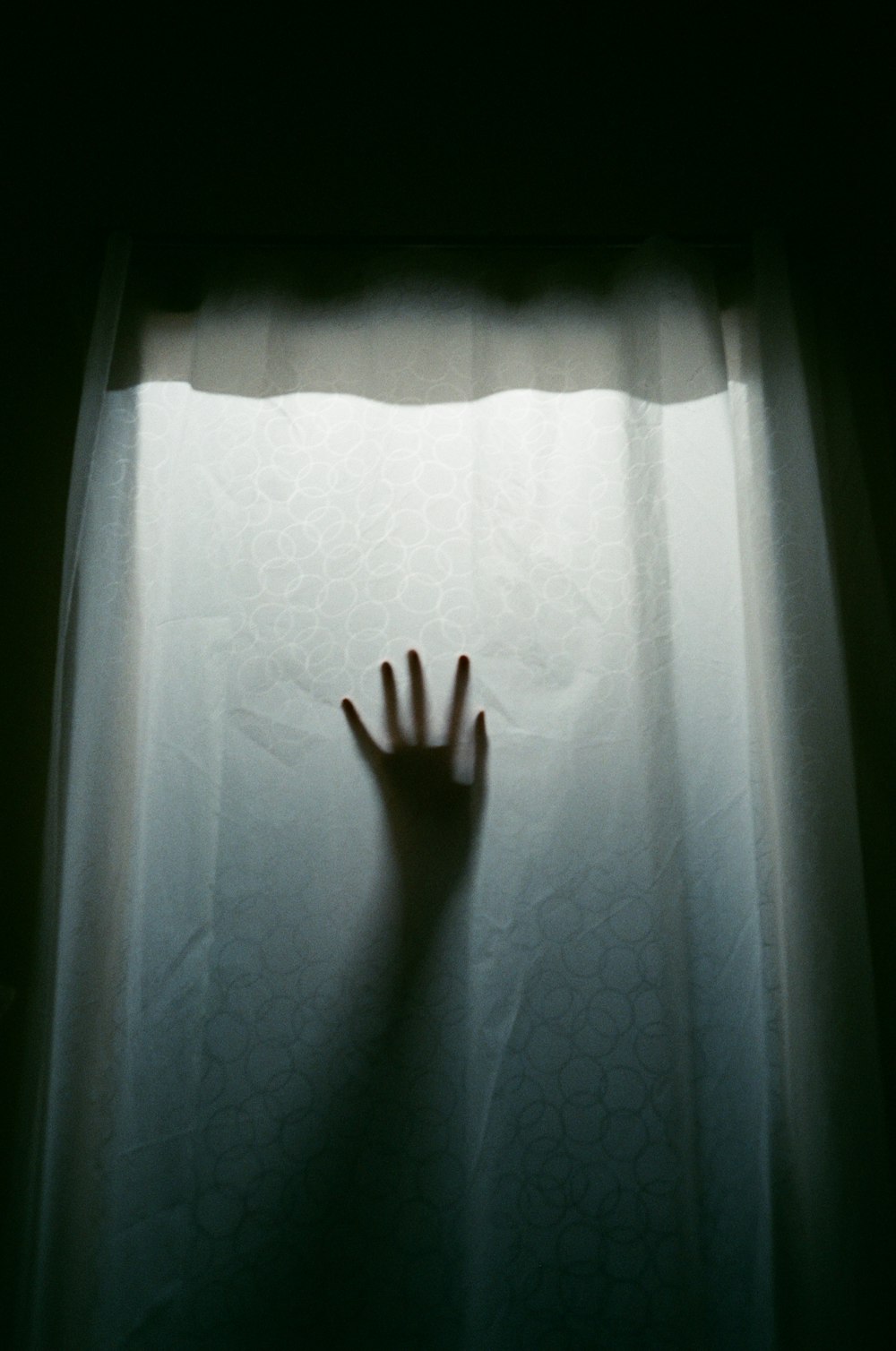 a hand on a window