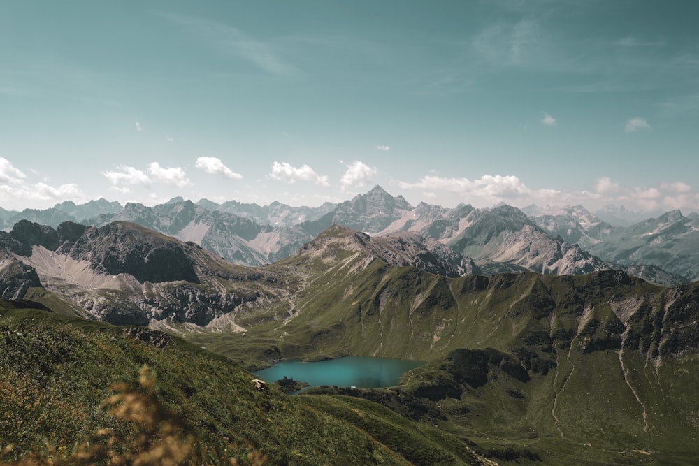 a lake surrounded by mountains