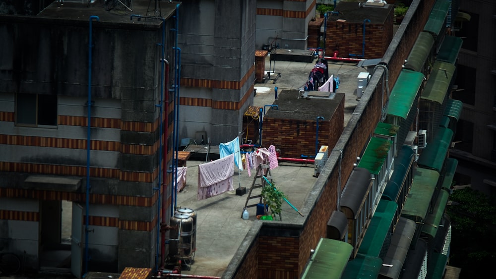 a person standing on a roof