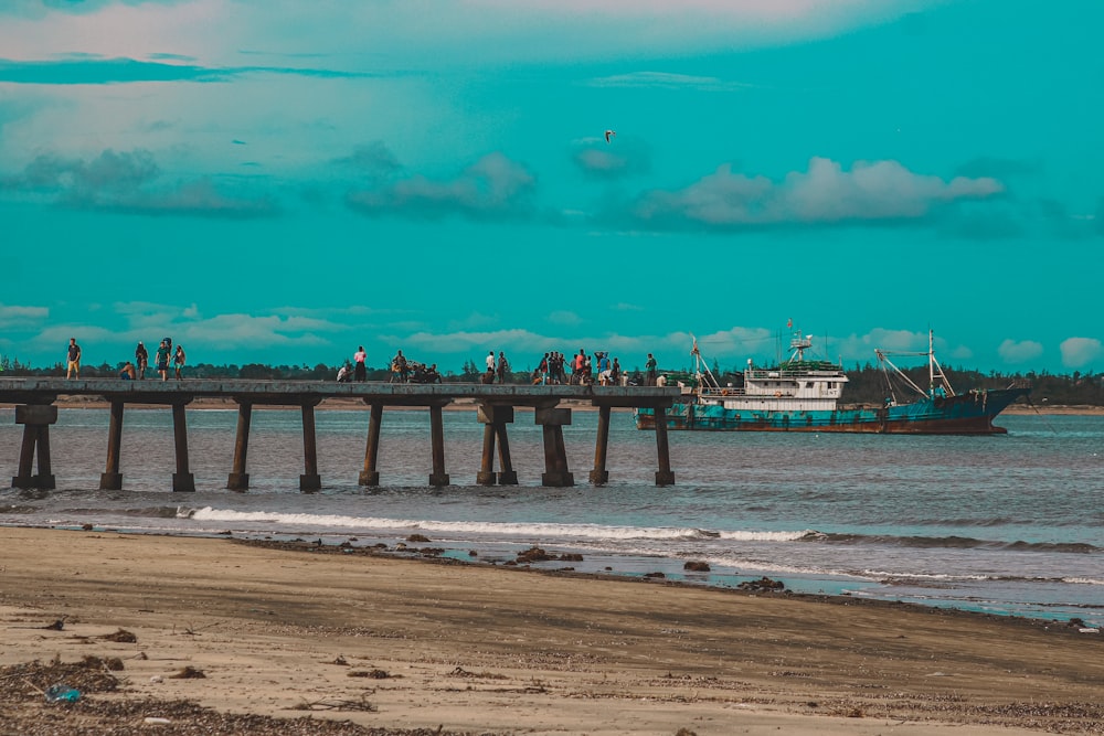 a pier with people on it