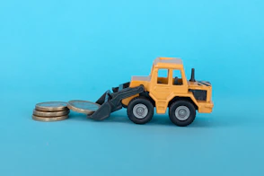 a toy truck with a large tire