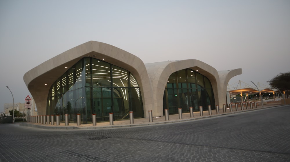 a large building with a curved roof