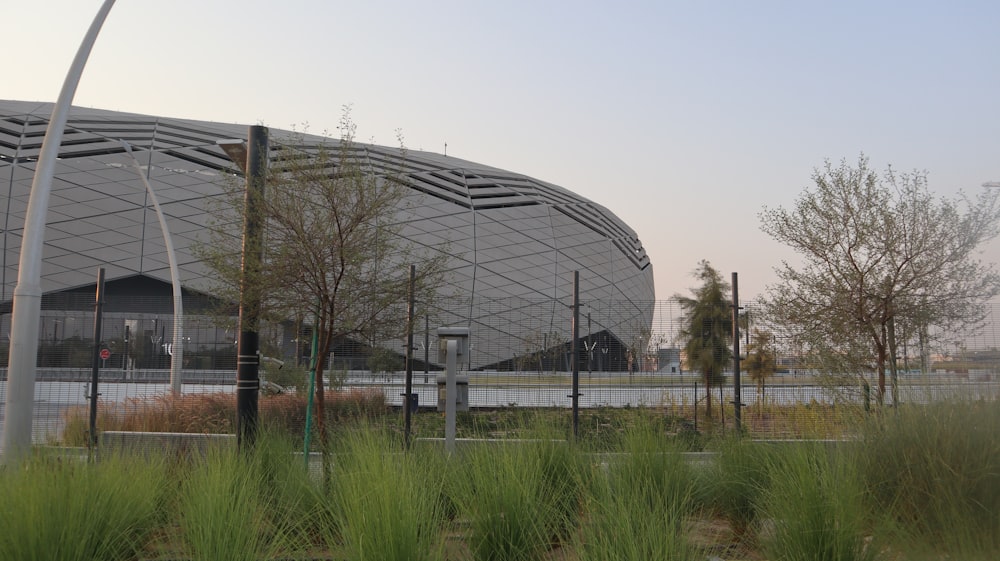 a large glass building