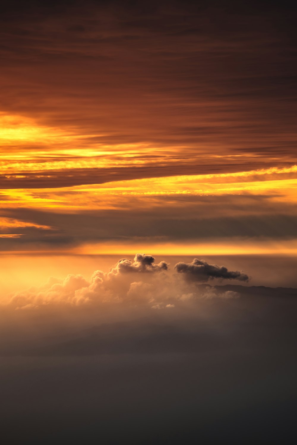 a sunset with clouds