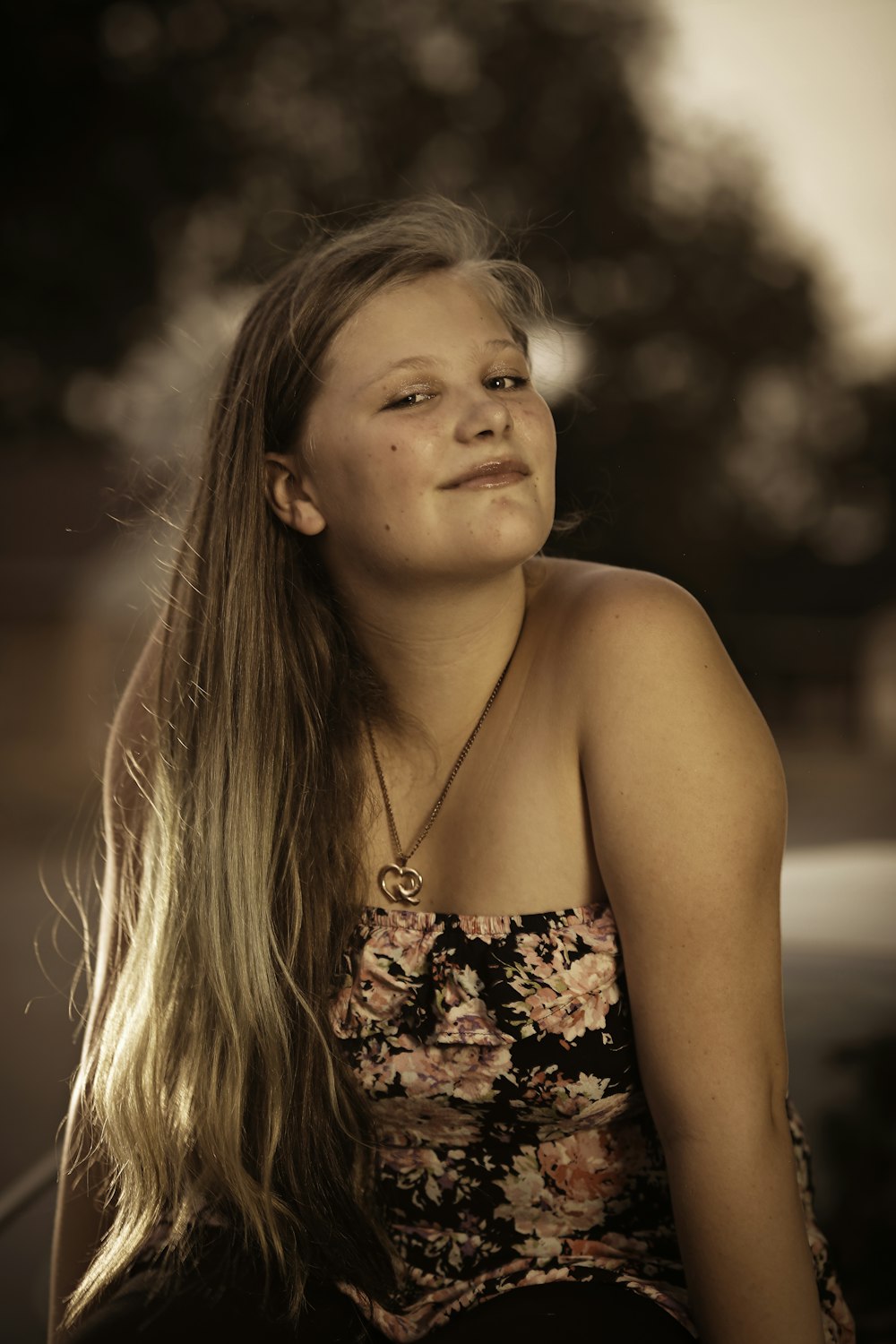 a woman with long hair